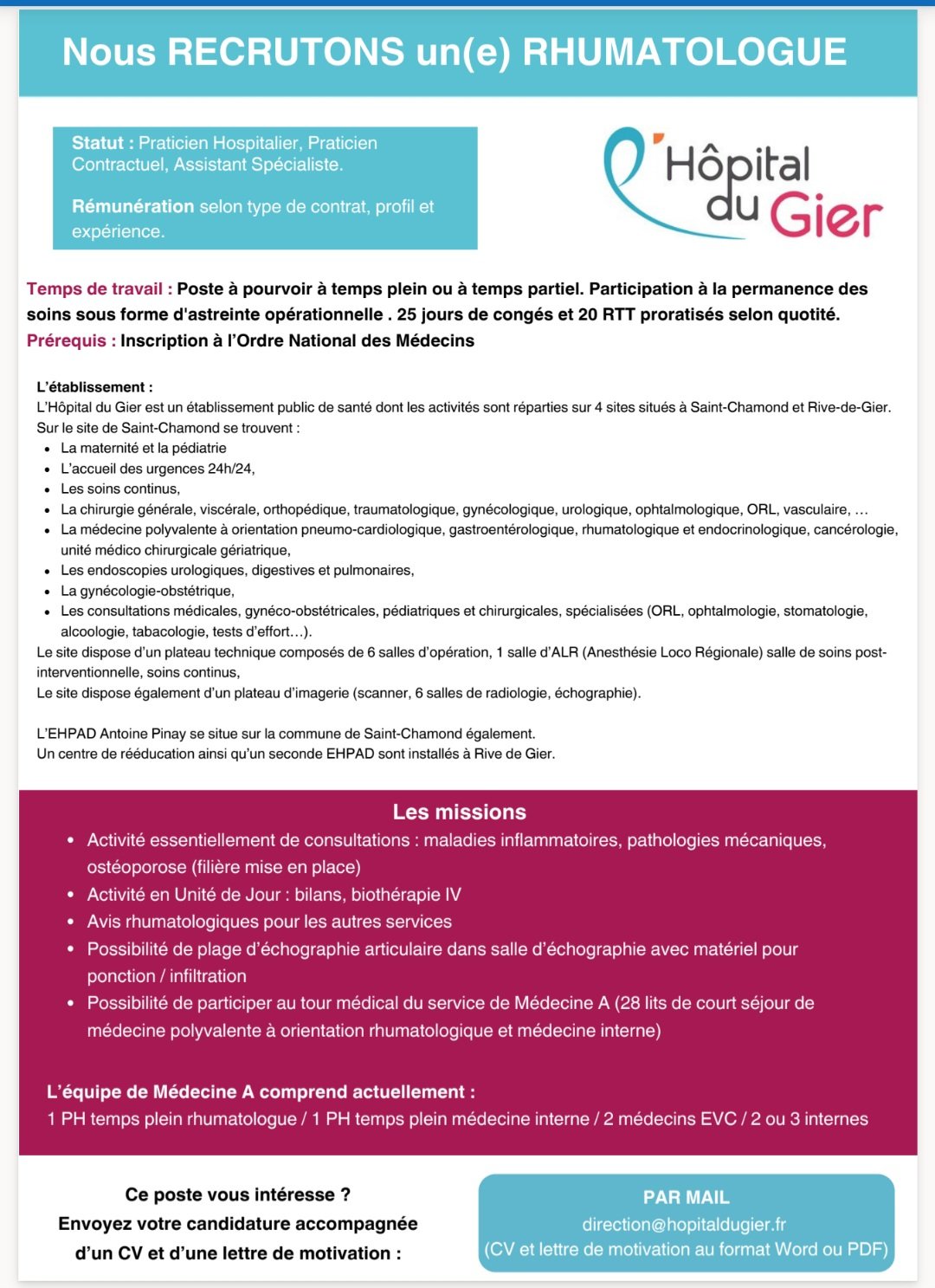 Photo 1 - Poste de Rhumatologue